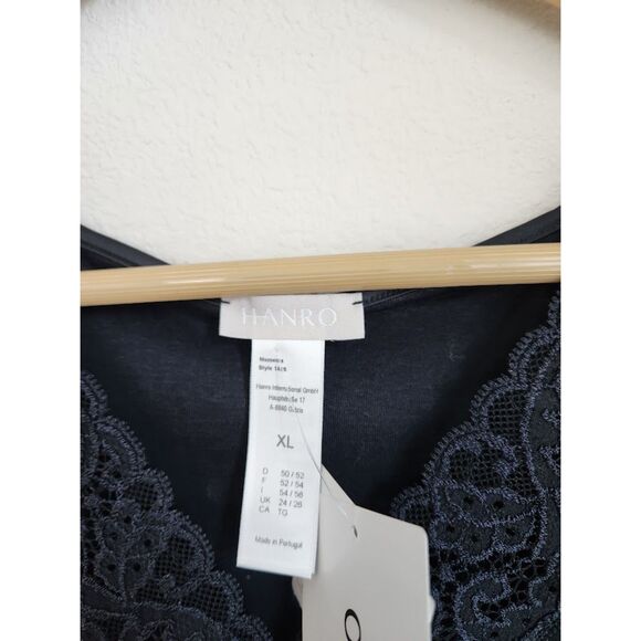 HANRO Moments Black Lace Trim Tank Top | Size XL - Picture 5 of 8